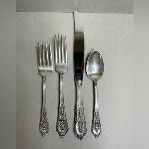 Rose Point Wallace Sterling 1934 4 Piece Dinner Setting No monogrammed